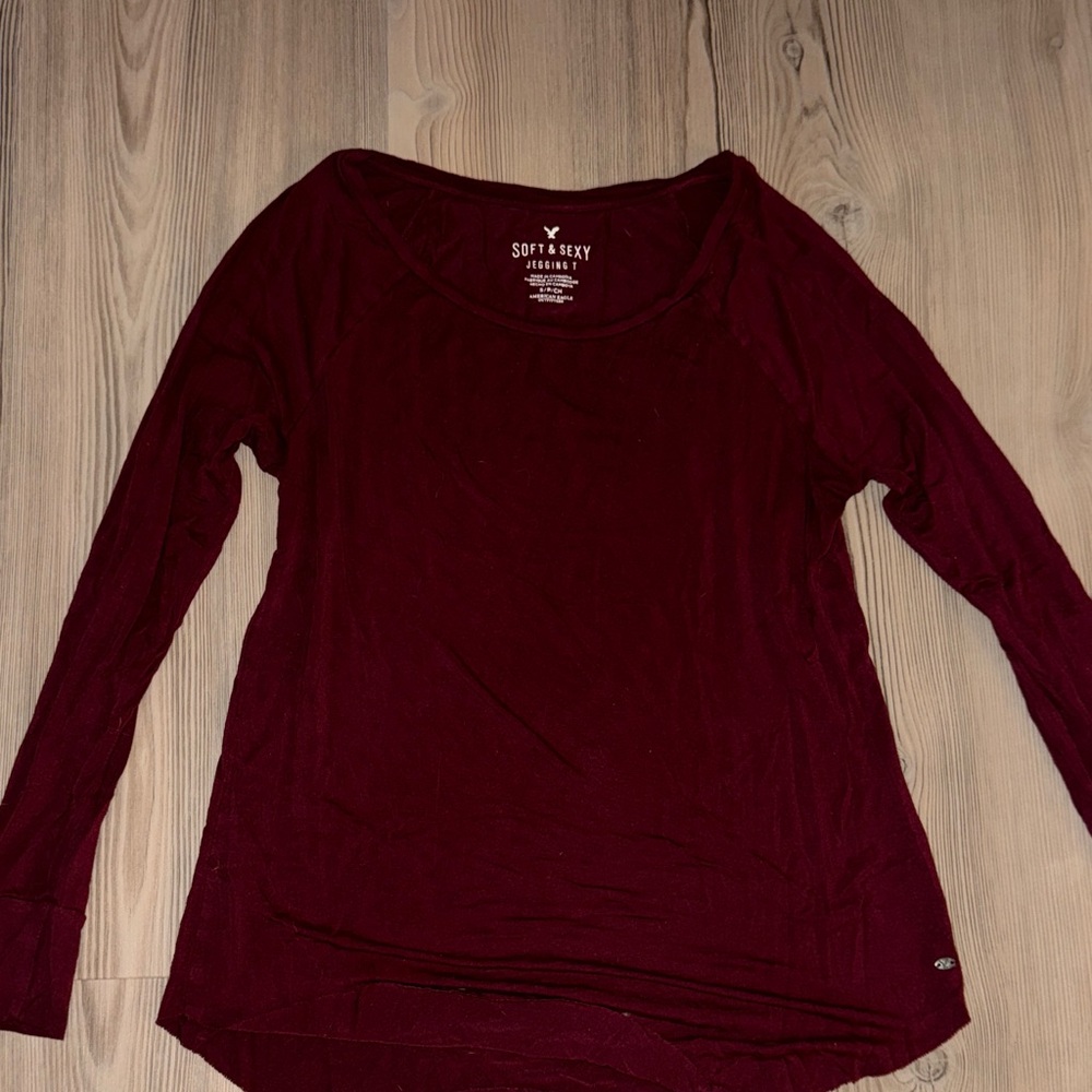 Burgundy Long Sleeve Top